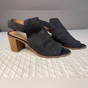 Franco Sarto Black Peep-Toe Block Heels